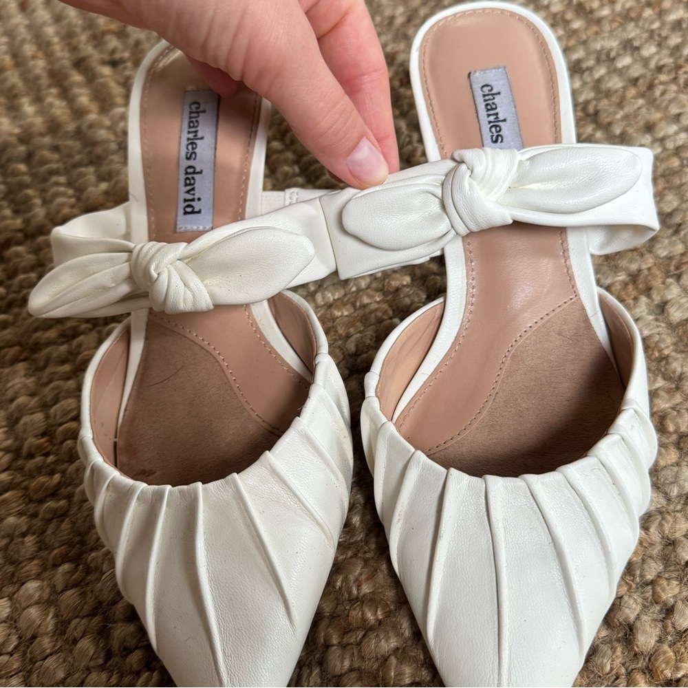 Charles David White Pointed Kitten Heels - Picture 2 of 5